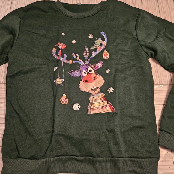 Christmas Sweatershirt Womens 2XL Rudolph the Red Nose Reindeer Ugly - Picture 1 of 13